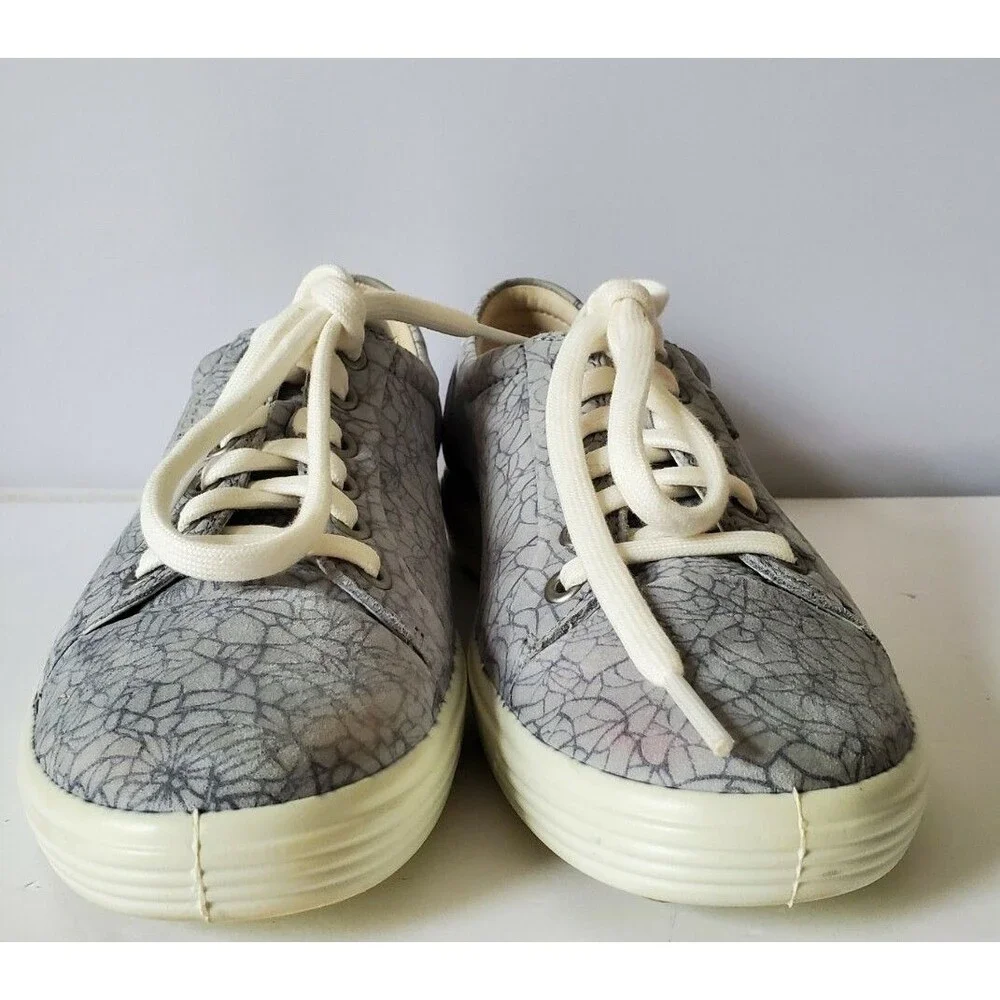 ECCO Soft 7 Sneakers in Warm Grey Cement Print Cow Nubuck US Women’s Size 7